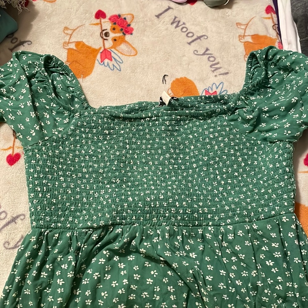 Green floral dress